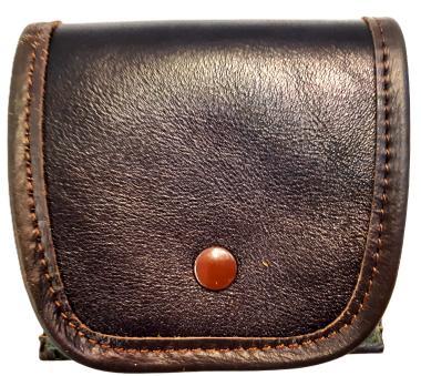 Patron tartó golyós. barna bőr+lóden, 5golyós