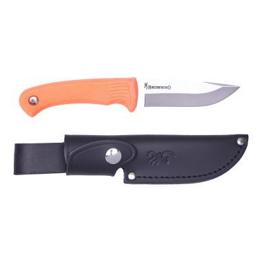 KNIFE, PRO HUNTER FIXED RUBBER FLUO, LEATHER SHEATH 10CM