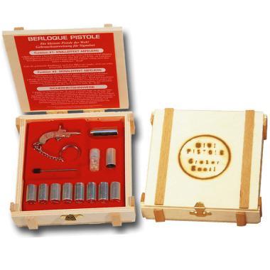 BerloQue riasztó pisztoly fa dobozban